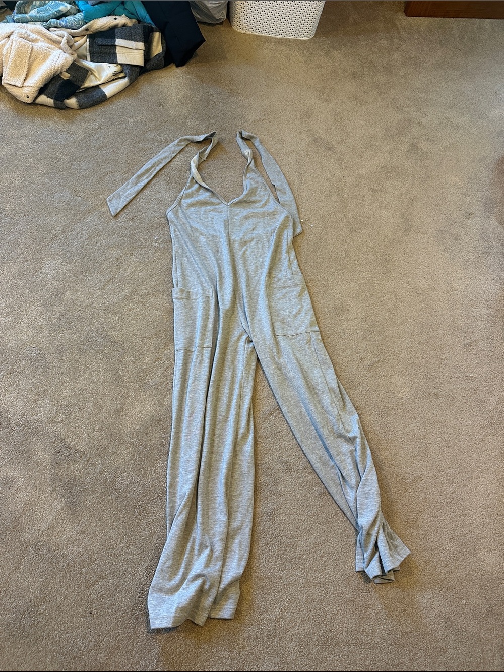 Heather grey halter jumpsuit